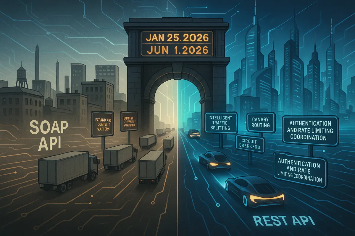 Zero-Downtime Traffic Routing Patterns for the 2026 Carrier API Migration Wave: Multi-Tenant Architectures That Survive SOAP-to-REST Transitions Without Breaking Shipment Processing